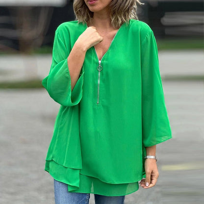 Lorelai | Chiffon Blouse with Zip Fastening