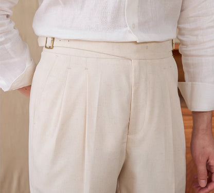Gurka Pleated Bermudas in Linen Blend Roma