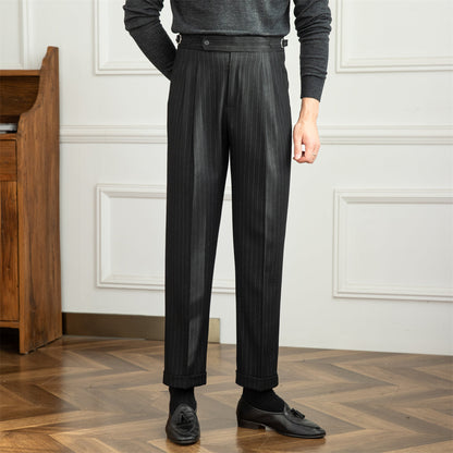 Pinstripe Pleated Banking Trousers "Frankfurt"