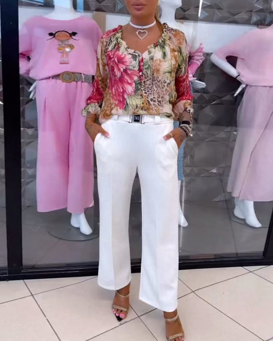 Elsie | Floral Blouse with V-Neck