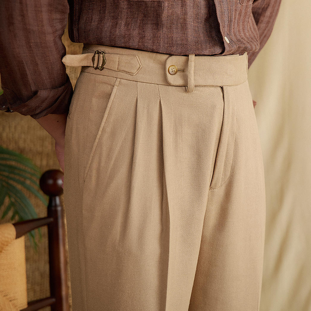 Monaco Double Pleat Linen Trousers