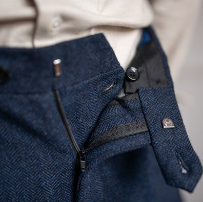 Herringbone Wool Blend Suit Trousers "Winchester"