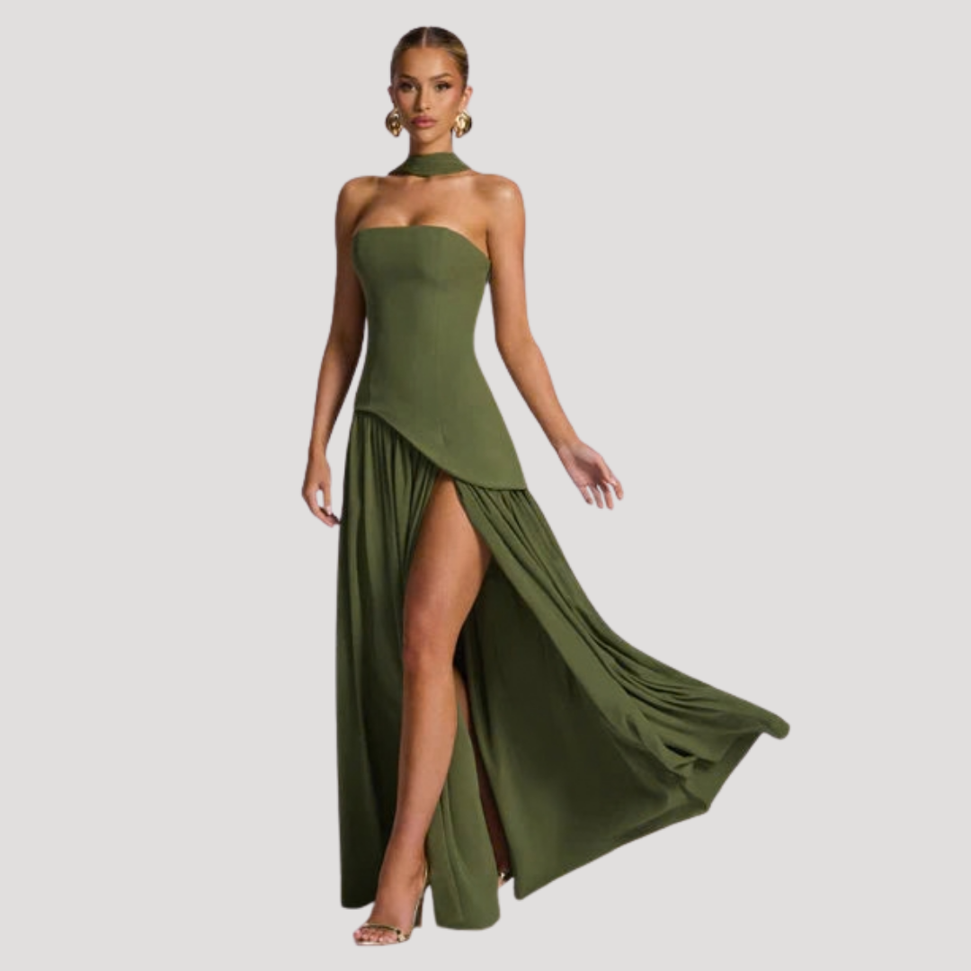 Elegant Strapless Pleated Maxi Dress for Prom and Evening Events