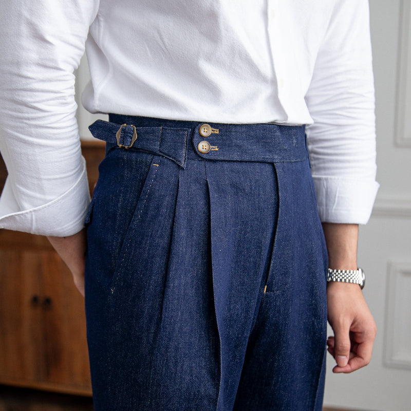 Double Pleat Denim Work Trousers "Rome"