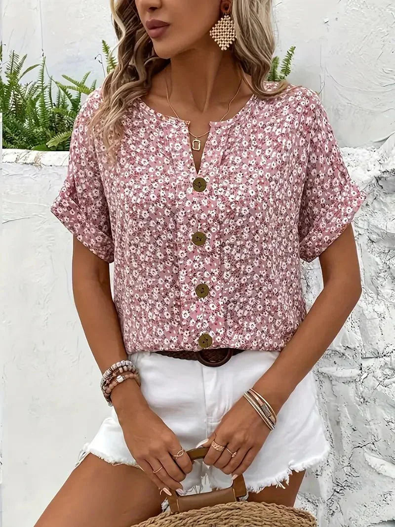 Wolena | Blouse with Wildflower Neckline