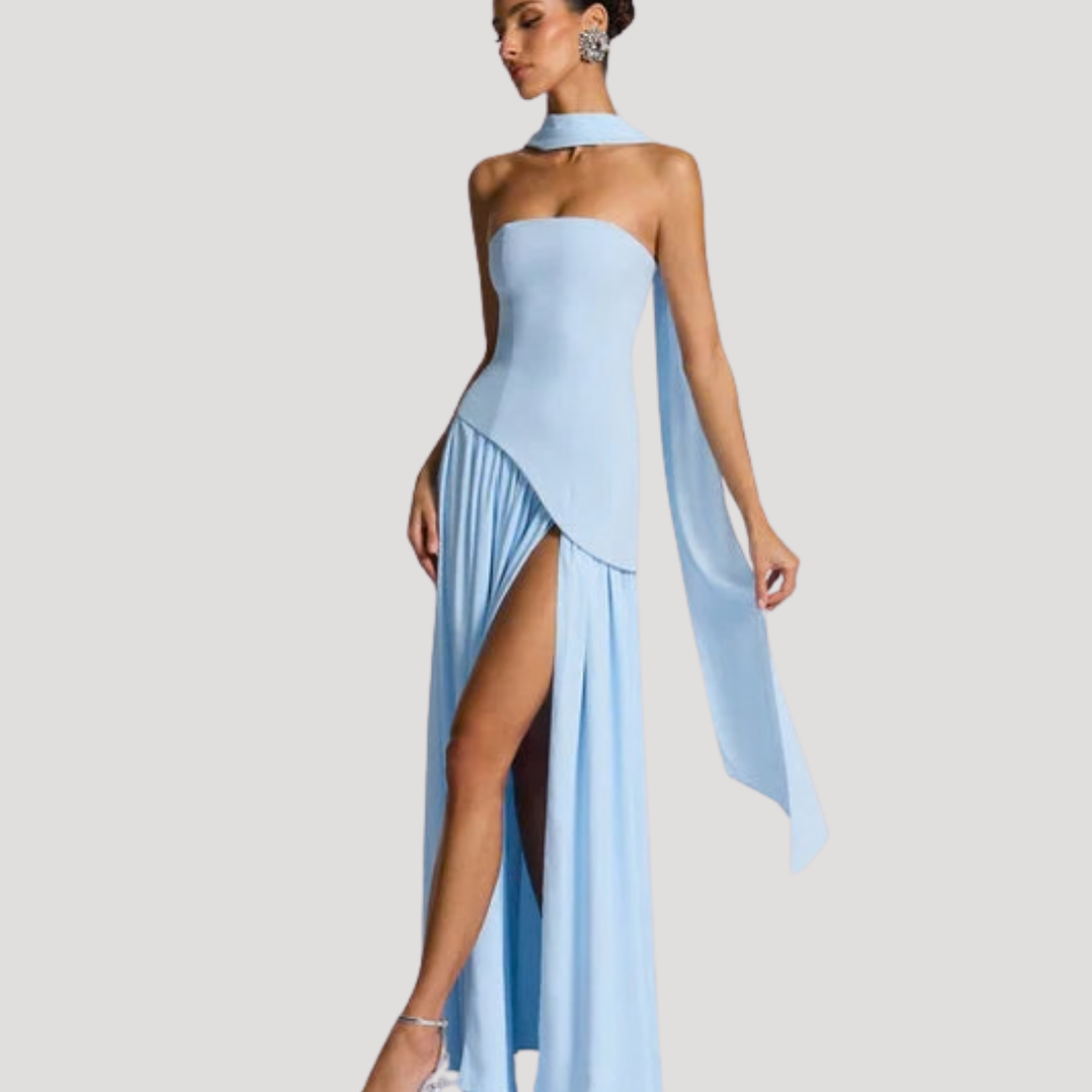 Elegant Strapless Pleated Maxi Dress for Prom and Evening Events