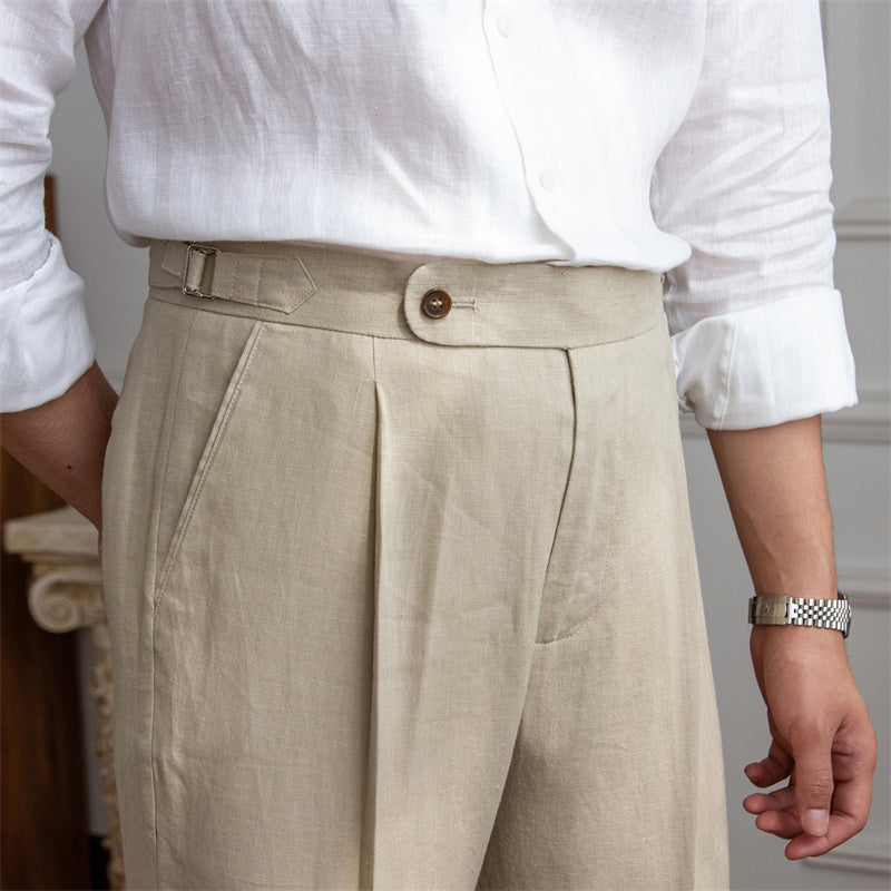 Pleated Linen Trousers Monte Carlo