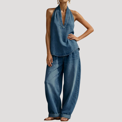 Women’s Denim Halter Neck Summer Co-Ord Set