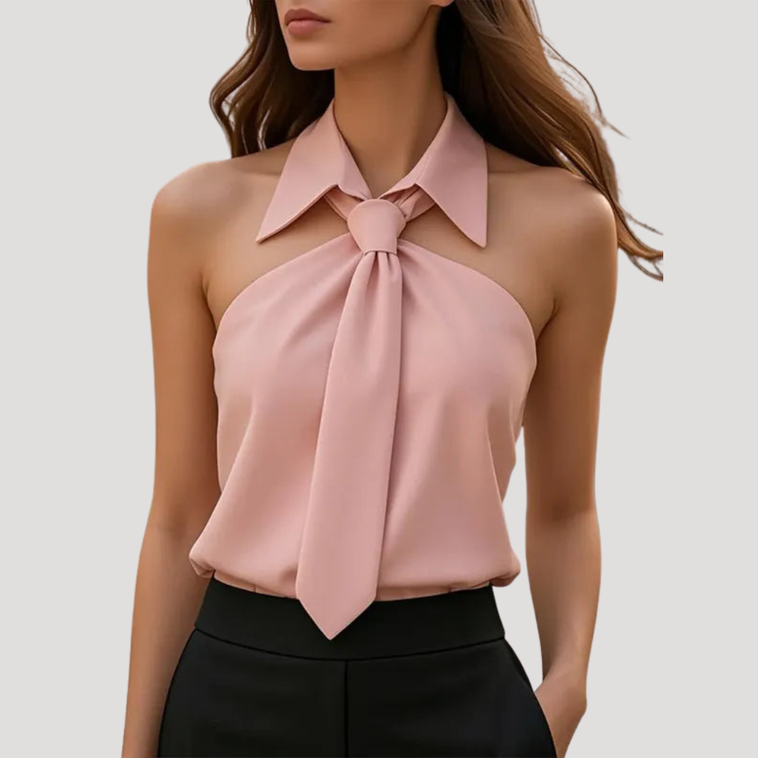 Women’s Elegant Halter Neck Tie Blouse