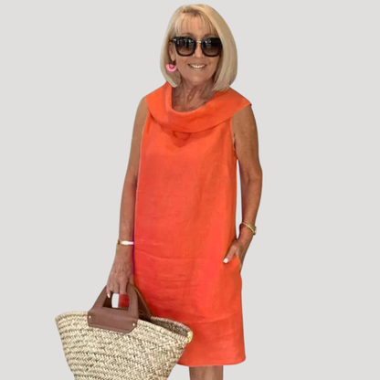 Women’s Flowy Summer Cowl Neck Shift Dress