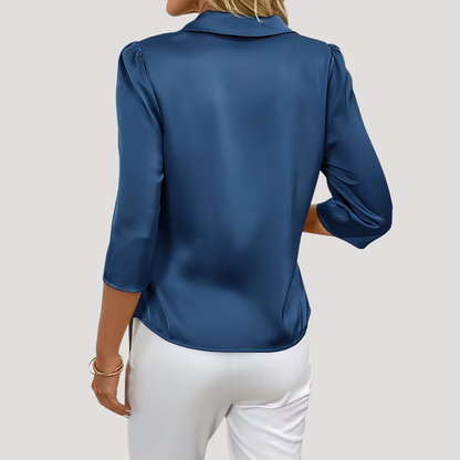 Women’s Elegant Satin Wrap Tie Blouse
