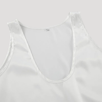 Satin Plunge Cami Top – Deep V Neck Sleeveless Evening Vest