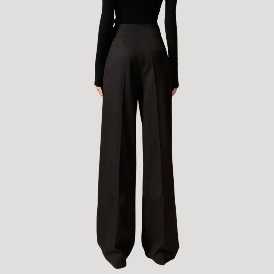 Women's High Waisted Pleated Trousers – Wide Leg Smart Casual Pants