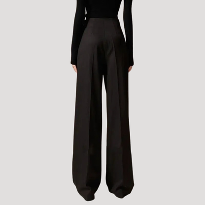 Women's High Waisted Pleated Trousers – Wide Leg Smart Casual Pants