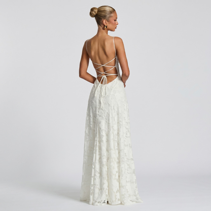 Women’s Elegant A-Line Lace Maxi Dress for Evening Events