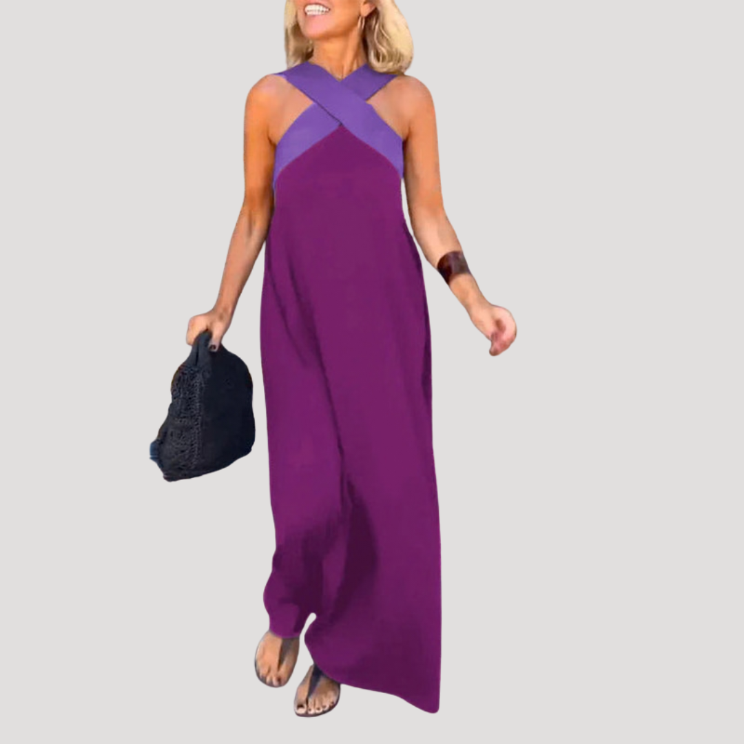 Cross-Over Halter Neck Maxi Dress