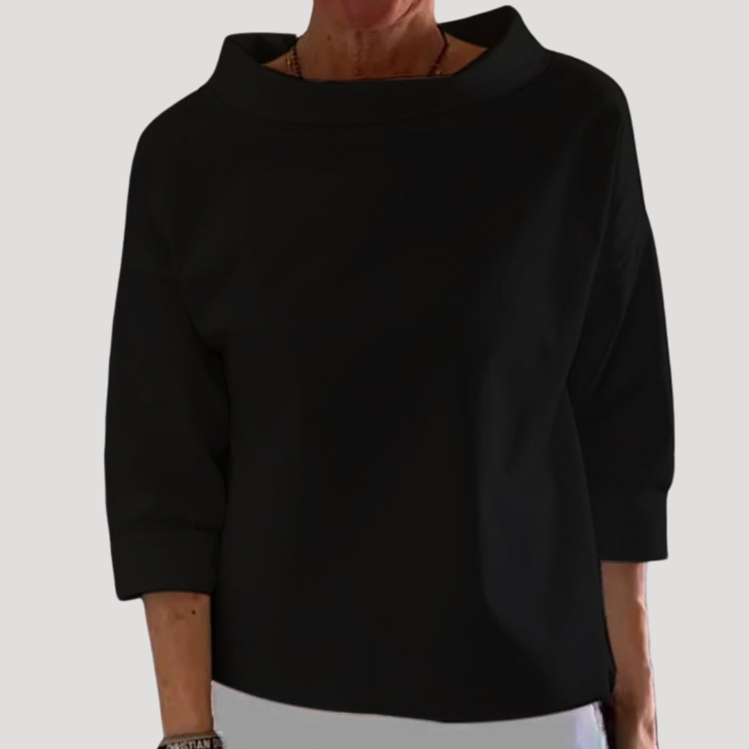 Women's Relaxed Funnel Neck Long Sleeve Blouse