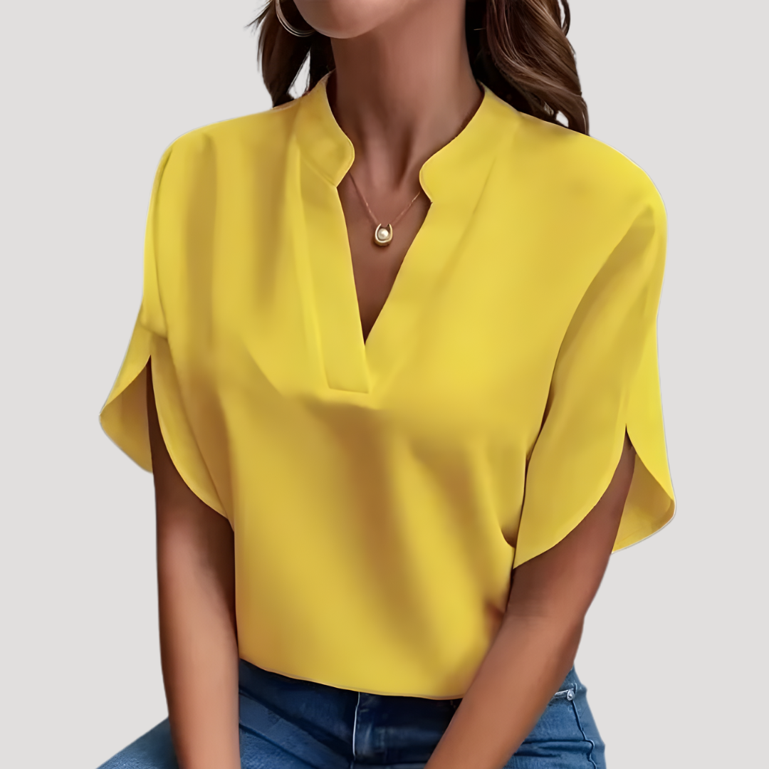 Women's Effortless Split-Neck Flowy Sleeve Blouse