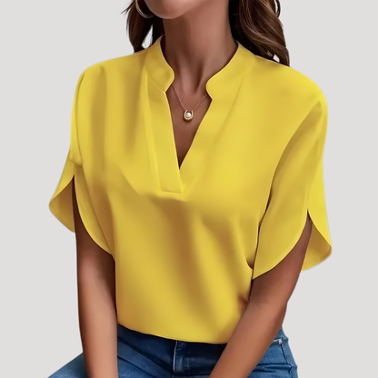 Women's Effortless Split-Neck Flowy Sleeve Blouse