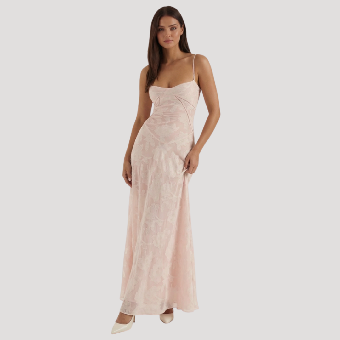 Lace Maxi Dress – Spaghetti Strap Fitted Design – Evening Wear