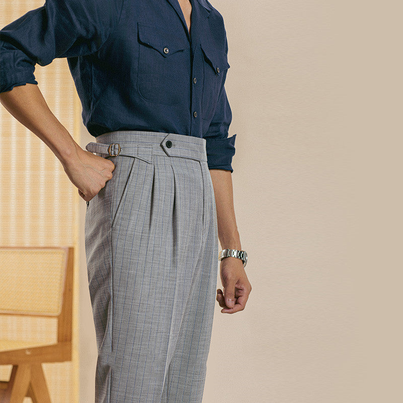 Pleated Striped Trousers "Cassis" Limited Edition