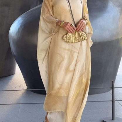 Kyra - Marble Print Chiffon Maxi Dress