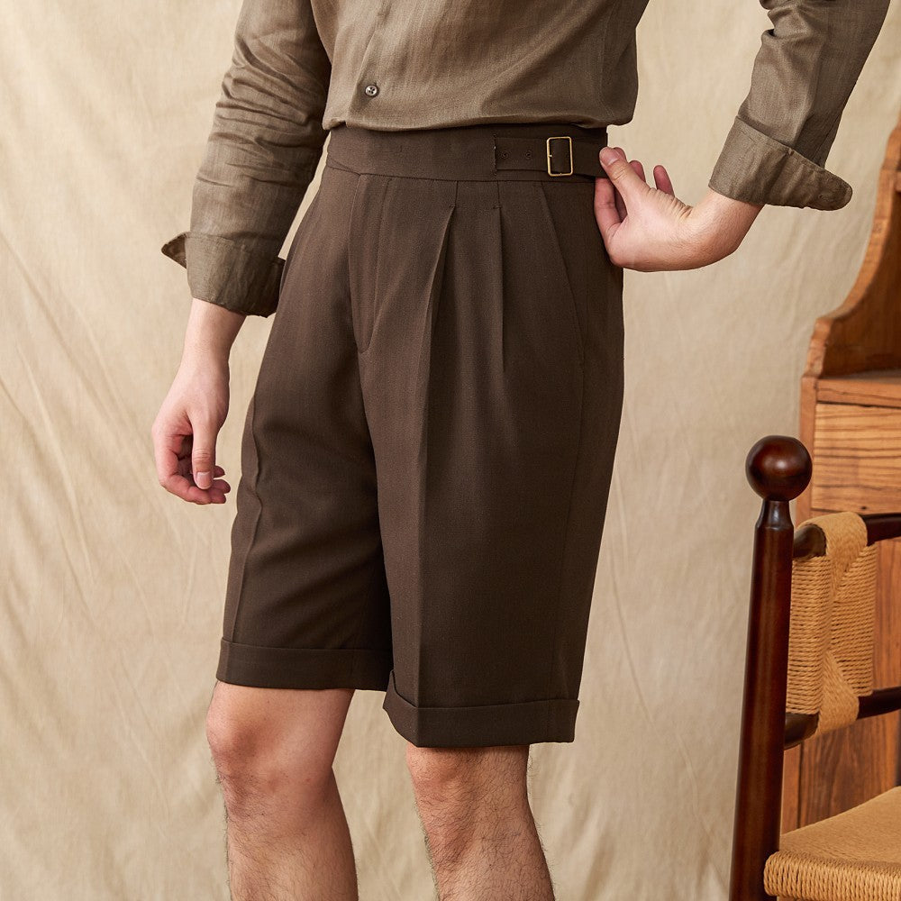 Gurka Pleated Bermudas in Linen Blend Roma