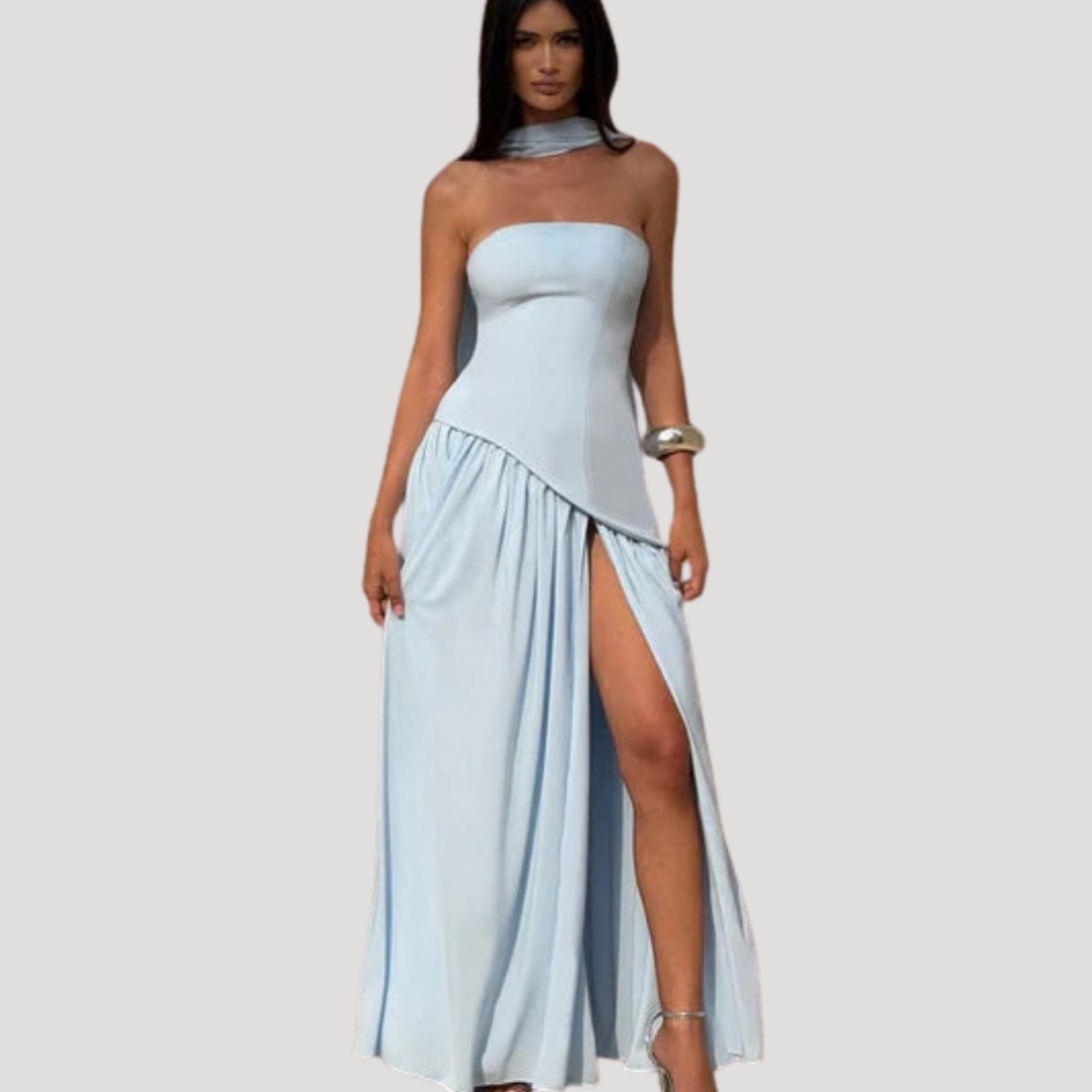 Elegant Strapless Pleated Maxi Dress for Prom and Evening Events