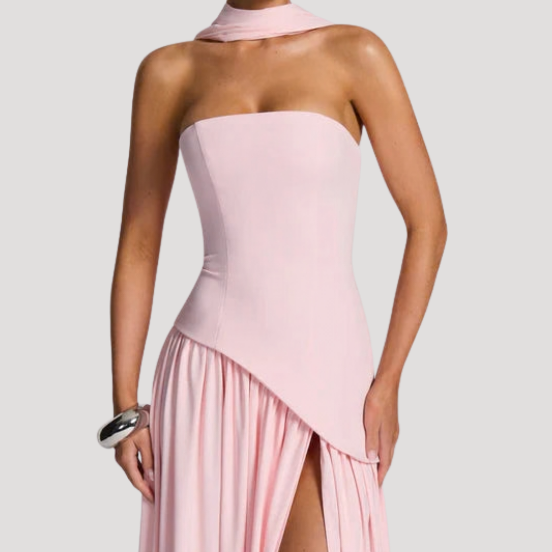 Elegant Strapless Pleated Maxi Dress for Prom and Evening Events