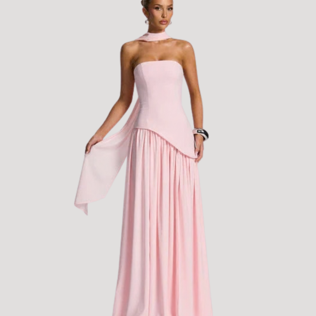 Elegant Strapless Pleated Maxi Dress for Prom and Evening Events
