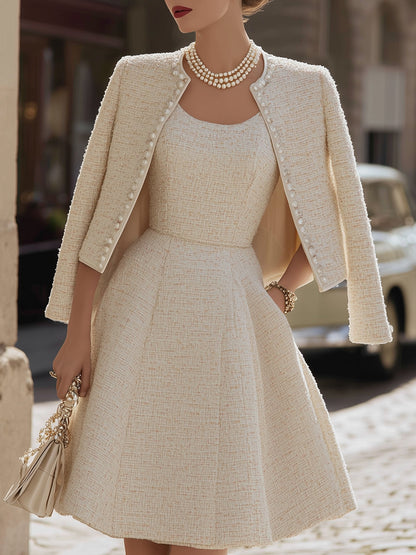 Megan - Tweed Dress and Beaded Detail Jacket Set