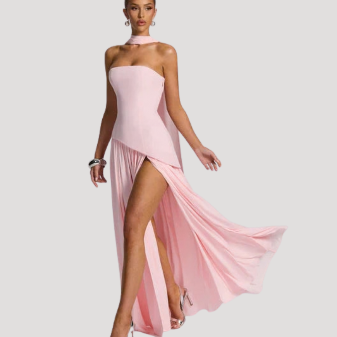 Elegant Strapless Pleated Maxi Dress for Prom and Evening Events