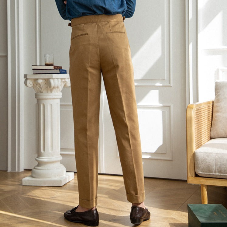 Straight Cotton Canvas Trousers Antibes