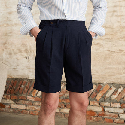 Prato Double Pleat Linen Blend Bermuda Shorts