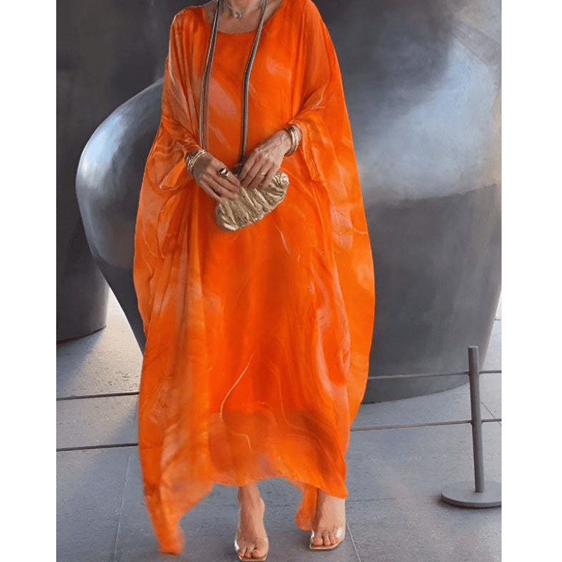Kyra - Marble Print Chiffon Maxi Dress