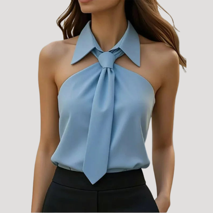 Women’s Elegant Halter Neck Tie Blouse