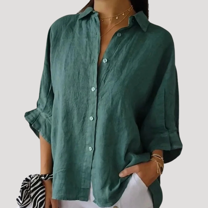 Women’s Button Down Shirt – Lightweight Long Sleeve Summer Top