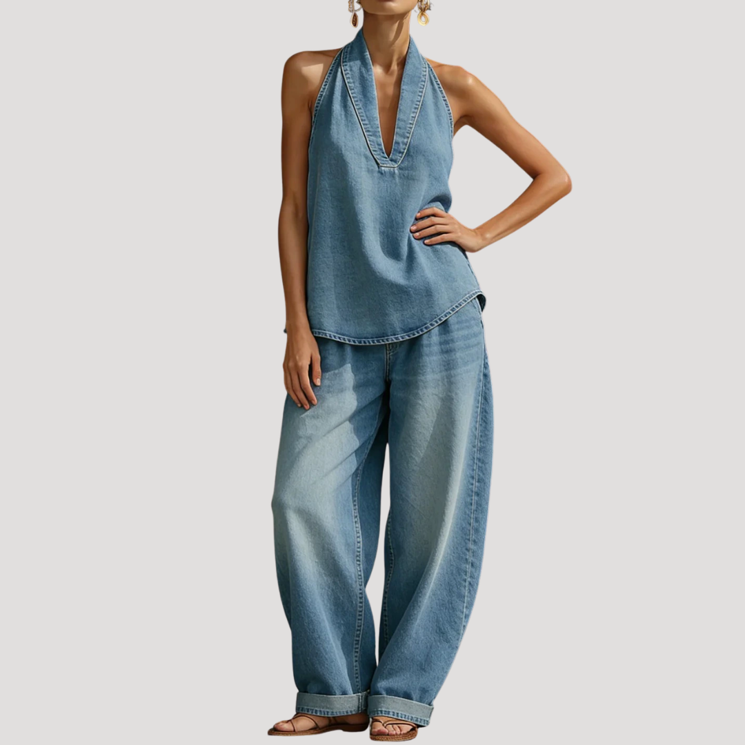Women’s Denim Halter Neck Summer Co-Ord Set