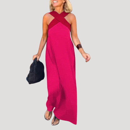 Cross-Over Halter Neck Maxi Dress