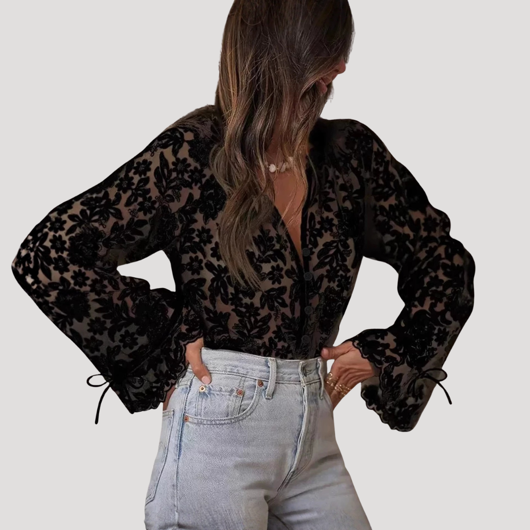 Women’s Elegant Lace Long Sleeve Blouse
