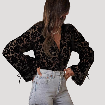 Women’s Elegant Lace Long Sleeve Blouse