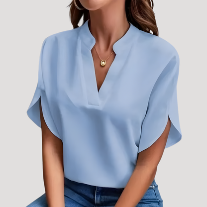 Women's Effortless Split-Neck Flowy Sleeve Blouse