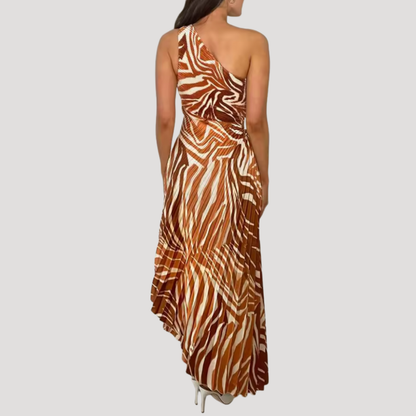 One Shoulder Floral Maxi Holiday Dress