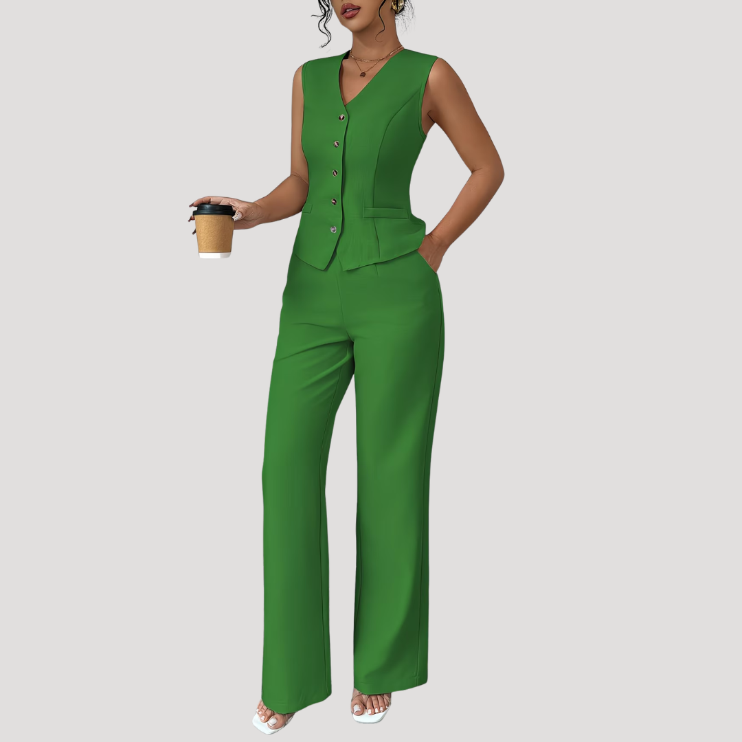 Women’s Elegant Tailored Waistcoat Trouser Co Ord Set