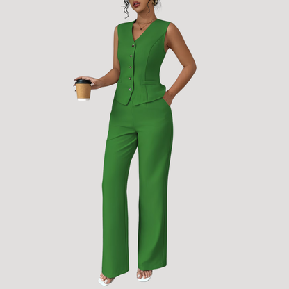 Women’s Elegant Tailored Waistcoat Trouser Co Ord Set
