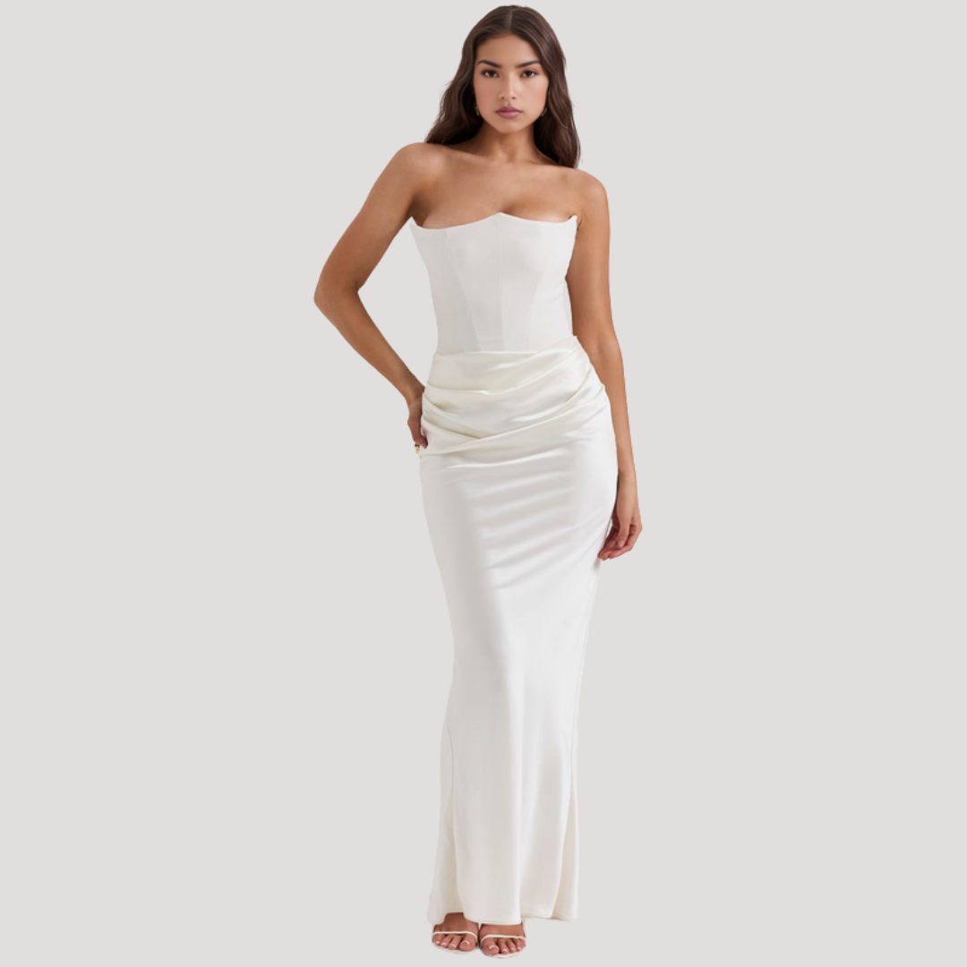 Women’s Elegant Strapless Evening Maxi Dress