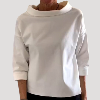 Women's Relaxed Funnel Neck Long Sleeve Blouse
