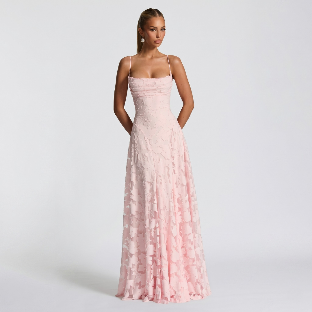 Women’s Elegant A-Line Lace Maxi Dress for Evening Events