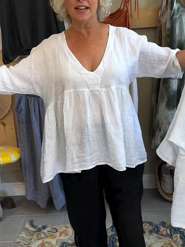 Melinda | V-neck Top with Three-Quarter Sleeves