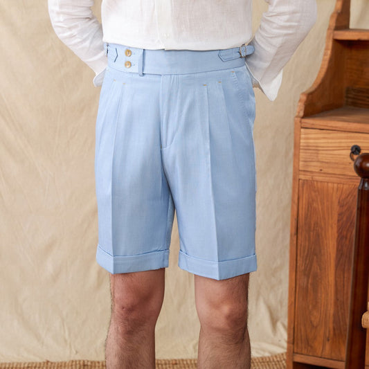 Pleated Cotton Blend Bermudas St. Barts